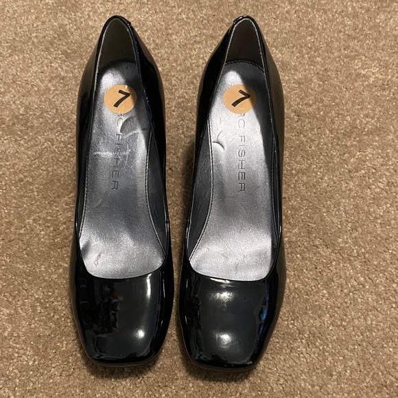 Marc Fisher Black Patent Square-Toe Flats - Picture 2 of 7